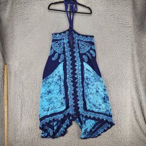 Advance Apparel Dress Womens One Size Blue Beach Halter Tie Summer *GUC*